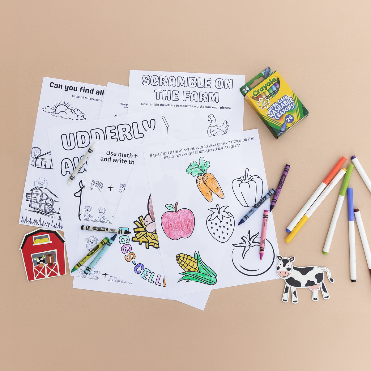 On The Farm Coloring & Activity Pages