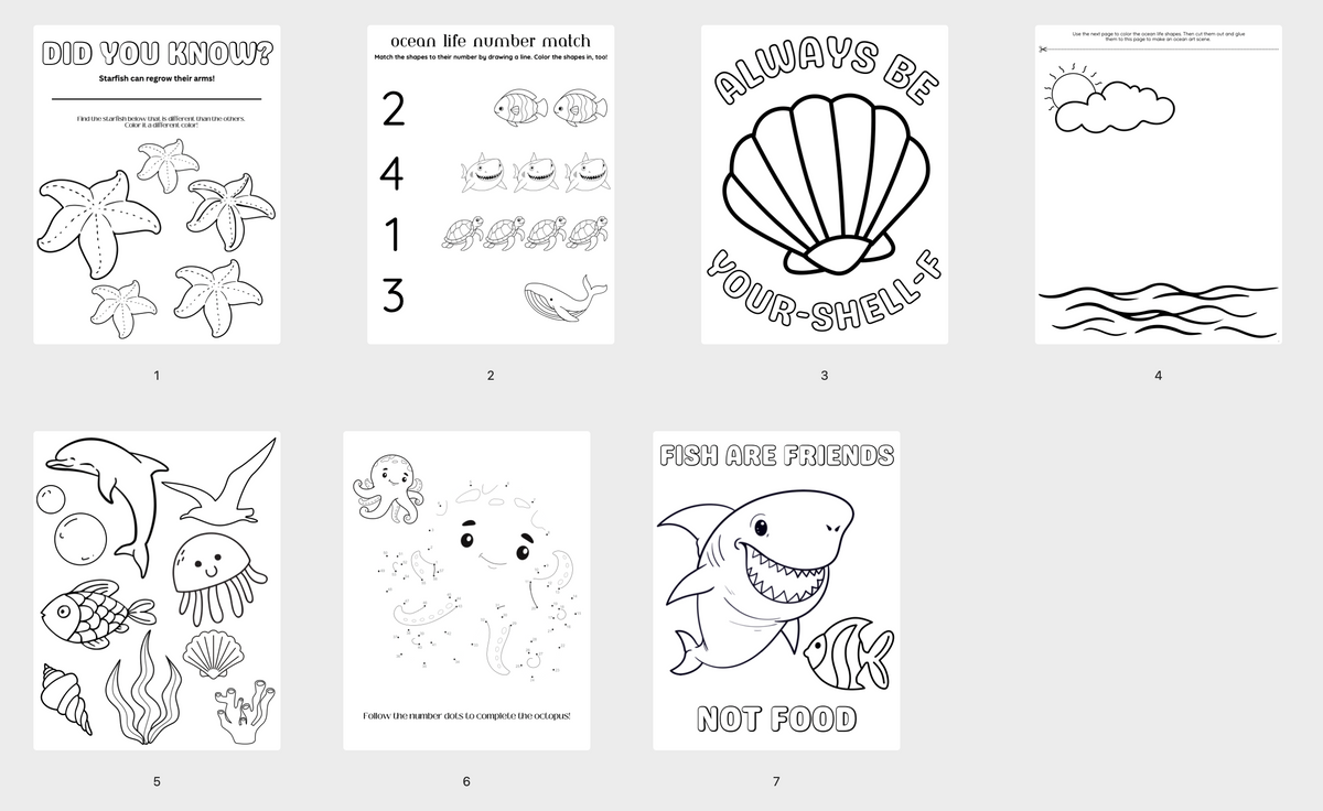 Ocean Life Coloring & Activity Pages