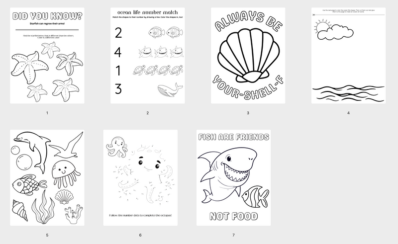 Ocean Life Coloring & Activity Pages